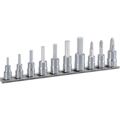 トラスコ中山 TONE ヘキサゴンソケットセット(ホルダー付)インチサイズ 10pcs（ご注文単位1セット）【直送品】