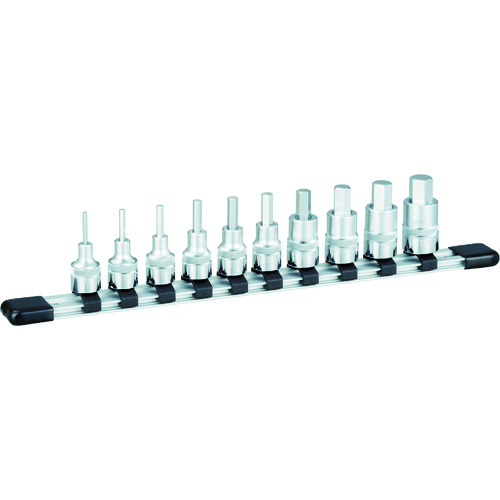 トラスコ中山 TONE ヘキサゴンソケットセット(インチホルダー付) 10pcs 差込角9.5mm（ご注文単位1セット）【直送品】