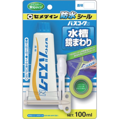 トラスコ中山 セメダイン バスコークN 透明 P100ml(防カビ剤なし) HJ-154(ご注文単位1本)【直送品】