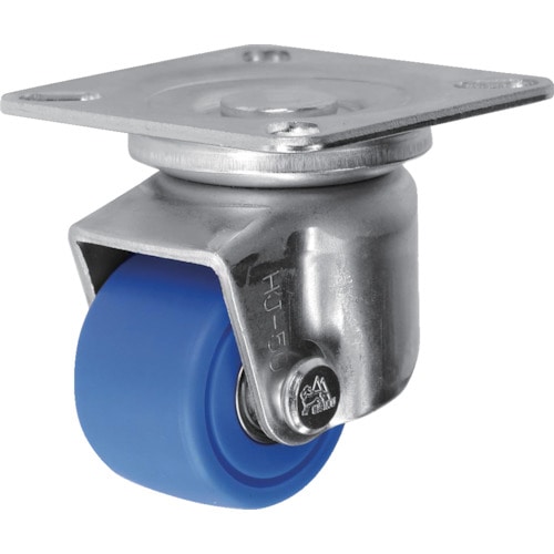 トラスコ中山 シシク 低床重荷重用キャスター 自在 50径 モノマーキャスティングナイロン車輪 三価クロメート（ご注文単位1個）【直送品】