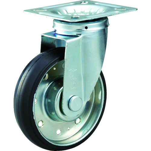 トラスコ中山 TRUSCO キャスター ハイテンプレス製ゴム車 自在金具付 φ100(ご注文単位1個)【直送品】
