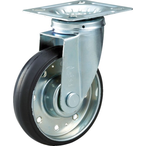 トラスコ中山 TRUSCO キャスター ハイテンプレス製ゴム車 自在金具付 φ150(ご注文単位1個)【直送品】