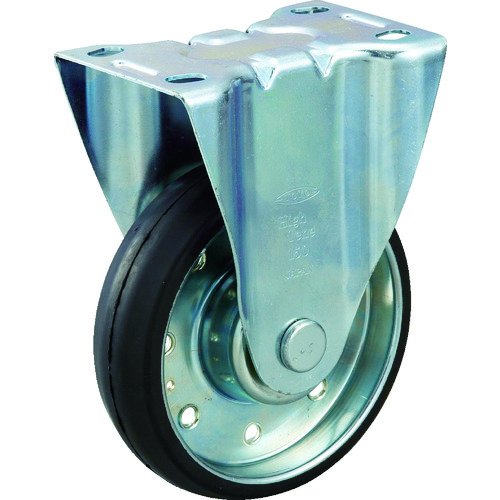 トラスコ中山 TRUSCO キャスター ハイテンプレス製ゴム車 固定金具付 φ100(ご注文単位1個)【直送品】