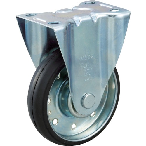 トラスコ中山 TRUSCO キャスター ハイテンプレス製ゴム車 固定金具付 φ150(ご注文単位1個)【直送品】