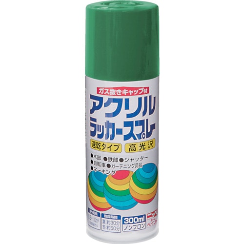 トラスコ中山 ニッぺ アクリルラッカースプレー 300ml グリーン HWE012-300(ご注文単位1本)【直送品】
