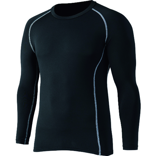 トラスコ中山 おたふく BTパワーストレッチ クルーネックシャツ ブラック S(ご注文単位1着)【直送品】