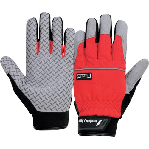 トラスコ中山 おたふく 超重作業用マイクロファイバー手袋+シリコンゴム レッド M(ご注文単位1組)【直送品】