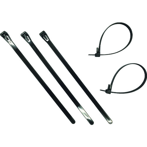 トラスコ中山 ユタカメイク 結束タイ リピートタイ15入 7.3mm×200mm ブラック（ご注文単位1袋）【直送品】