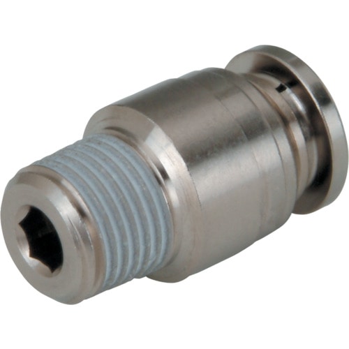 トラスコ中山 ピスコ チューブフィッティング ブラス六角穴付ストレート チューブ8 ネジR3/8 ゴムHNBR カバー無(ご注文単位1個)【直送品】