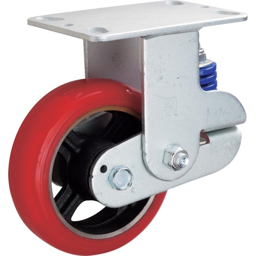 トラスコ中山 イノアック バネ付き牽引車輪(ウレタン車輪タイプ 固定金具付 Φ150)(ご注文単位1個)【直送品】