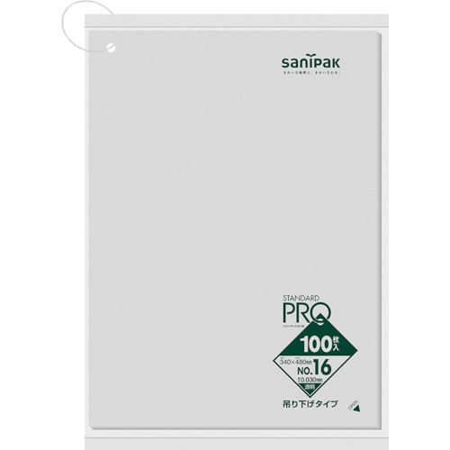 トラスコ中山 サニパック L16H規格袋吊り下げタイプ(0.03)16号（ご注文単位1冊）【直送品】