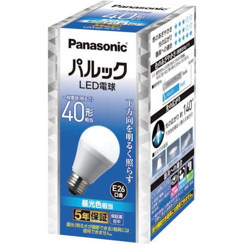 トラスコ中山 Panasonic パルックLED電球4.2W(昼光色相当)（ご注文単位1個）【直送品】