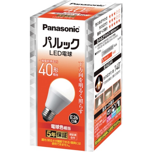 トラスコ中山 Panasonic パルックLED電球4.2W(電球色相当)(ご注文単位1個)【直送品】