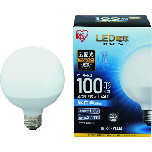 トラスコ中山 IRIS LED電球 ボール電球タイプ 100形相当 昼白色 1340lm（ご注文単位1個）【直送品】