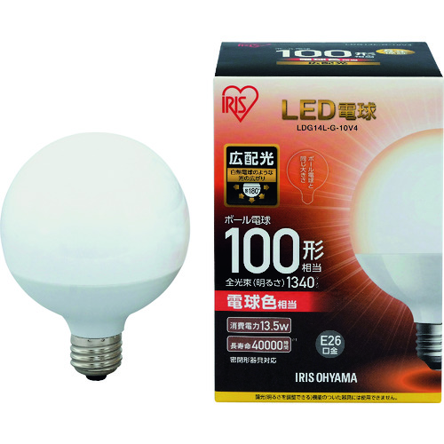 トラスコ中山 IRIS LED電球 ボール電球タイプ 100形相当 電球色 1340lm（ご注文単位1個）【直送品】