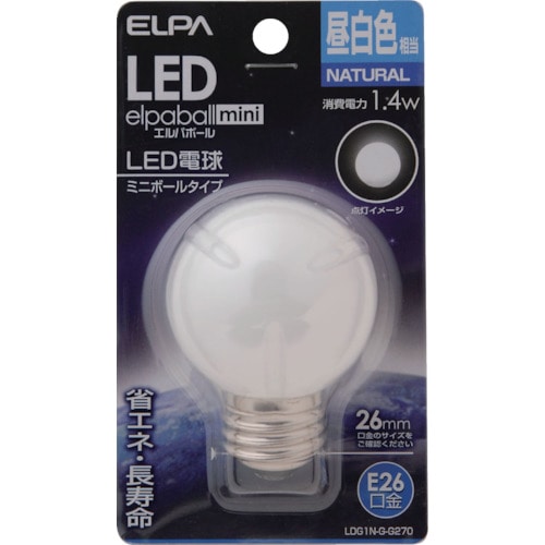 トラスコ中山 ELPA 電球(LED) LED電球G50形E26 明るさ60lm 昼白色相当（ご注文単位1個）【直送品】