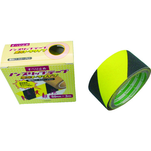 トラスコ中山 日東エルマテ 蛍光ノンスリップテープ 50mm×3m イエロー/ブラック(ご注文単位1巻)【直送品】
