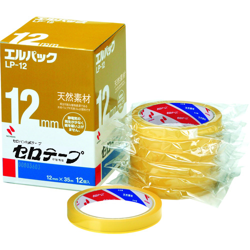 トラスコ中山 ニチバン セロテープ 大巻 エルパックLP-12 12mmX35m(12巻入)バイオマスマーク認定製品(ご注文単位1箱)【直送品】