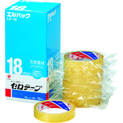 トラスコ中山 ニチバン セロテープ 大巻 エルパックLP-18 18mmX35m(12巻入)バイオマスマーク認定製品(ご注文単位1箱)【直送品】