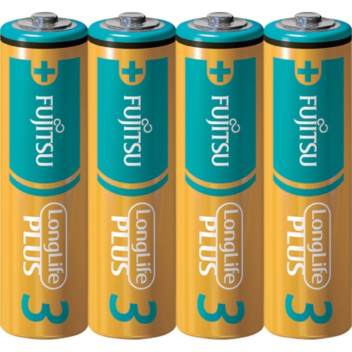 トラスコ中山 富士通 アルカリ乾電池単3 Long Life Plus 4個パック（ご注文単位1パック）【直送品】