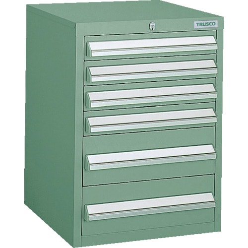 トラスコ中山 TRUSCO LVR型キャビネット 392X412XH540 引出6段 緑（ご注文単位1台）【直送品】