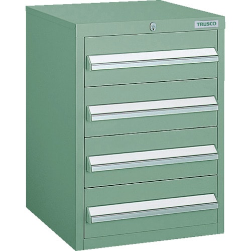 トラスコ中山 TRUSCO LVR型キャビネット 392X412XH540 引出4段 緑（ご注文単位1台）【直送品】