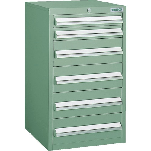 トラスコ中山 TRUSCO LVR型キャビネット 392X412XH660 引出6段 緑（ご注文単位1台）【直送品】