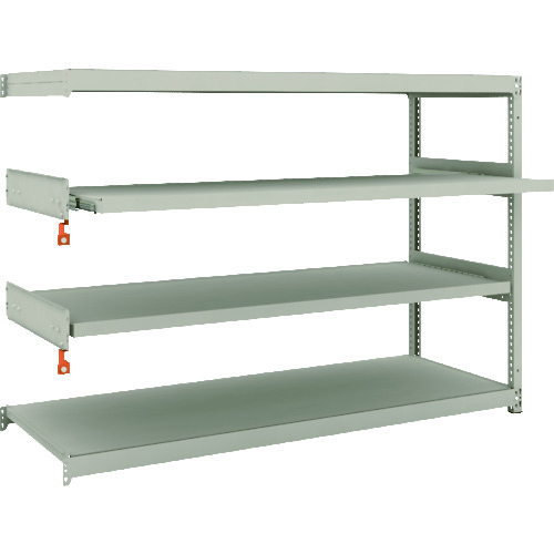 トラスコ中山 TRUSCO スチールラック M1.5型軽中量棚 1760X595X1200 2段 スライド2段 連結(ご注文単位1セット)【直送品】