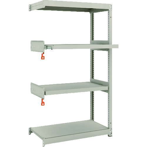 トラスコ中山 TRUSCO スチール製軽中量ボルトレス棚 M1.5型 W860×D445×H1500 4段うちスライド2段 連結(ご注文単位1セット)【直送品】