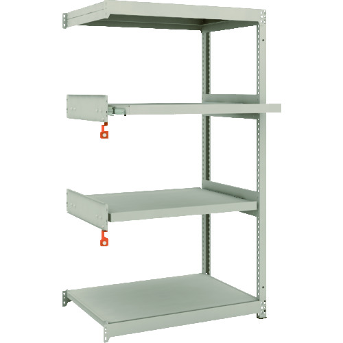 トラスコ中山 TRUSCO スチール製軽中量ボルトレス棚 M1.5型 W860×D595×H1500 4段うちスライド2段 連結(ご注文単位1セット)【直送品】