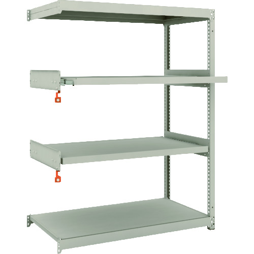 トラスコ中山 TRUSCO スチール製軽中量ボルトレス棚 M1.5型 W1160×D595×H1500 4段うちスライド2段 連結(ご注文単位1セット)【直送品】