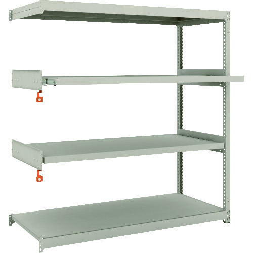 トラスコ中山 TRUSCO スチール製軽中量ボルトレス棚 M1.5型 W1460×D595×H1500 4段うちスライド2段 連結(ご注文単位1セット)【直送品】