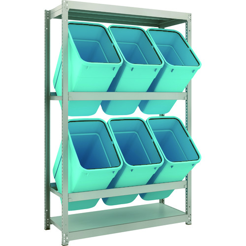 トラスコ中山 TRUSCO スチールラック ゴミ箱ラック M1.5型 H1800XW1160XD445 2段 RBK-70 6個付(ご注文単位1台)【直送品】