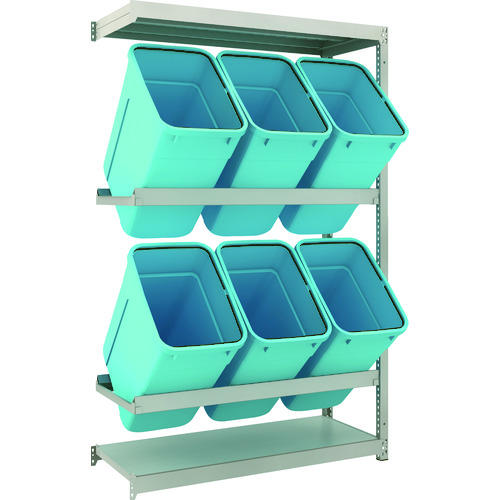 トラスコ中山 TRUSCO スチールラック ゴミ箱ラック M1.5型 H1800XW1160XD445 2段 RBK-70 6個付 連結(ご注文単位1セット)【直送品】