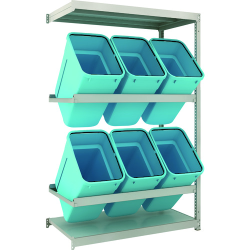 トラスコ中山 TRUSCO スチールラック ゴミ箱ラック M1.5型 H1800XW1160XD595 2段 RBK-70 6個付 連結(ご注文単位1セット)【直送品】