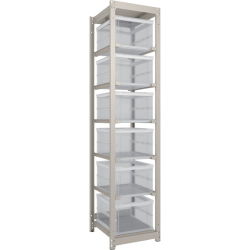 トラスコ中山 TRUSCO スチールラック M1.5型軽中量棚 オリコン保管タイプ H2100XW430XD595 TSK-О40B透明X6個付(ご注文単位1台)【直送品】