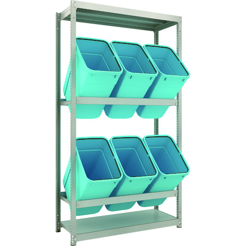 トラスコ中山 TRUSCO スチールラック ゴミ箱ラック M1.5型 H2100XW1160XD445 2段 RBK-70 6個付(ご注文単位1台)【直送品】