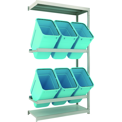 トラスコ中山 TRUSCO スチールラック ゴミ箱ラック M1.5型 H2100XW1160XD445 2段 RBK-70 6個付 連結(ご注文単位1セット)【直送品】