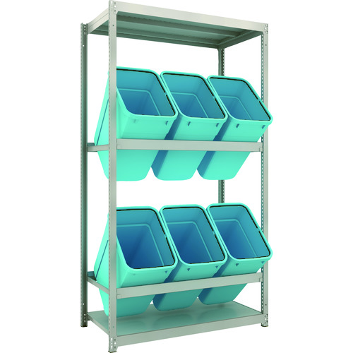 トラスコ中山 TRUSCO スチールラック ゴミ箱ラック M1.5型 H2100XW1160XD595 2段 RBK-70 6個付(ご注文単位1台)【直送品】