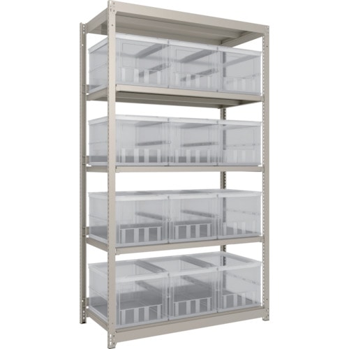 トラスコ中山 TRUSCO スチールラック M1.5型軽中量棚 オリコン保管タイプ H2100XW1160XD595 50LX12 TSK-О50B透明X12個付(ご注文単位1台)【直送品】