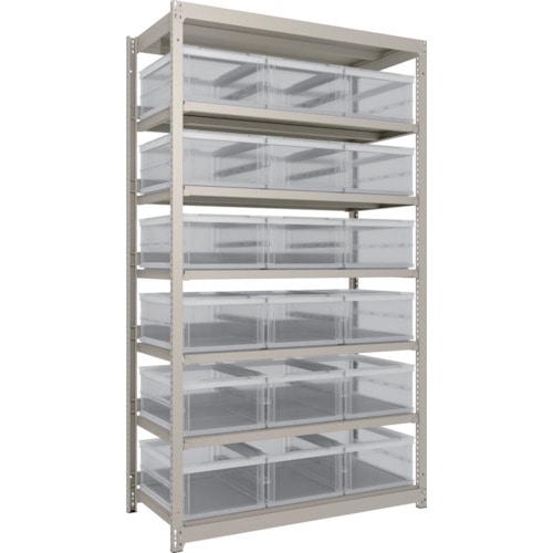 トラスコ中山 TRUSCO スチールラック M1.5型軽中量棚 オリコン保管タイプ H2100XW1160XD595 TSK-О30B透明X18個付(ご注文単位1台)【直送品】