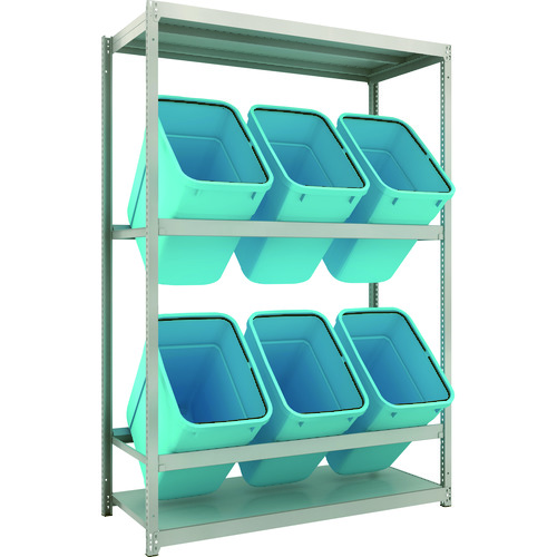 トラスコ中山 TRUSCO スチールラック ゴミ箱ラック M1.5型 H2100XW1460XD595 2段 RBK-90 6個付(ご注文単位1台)【直送品】