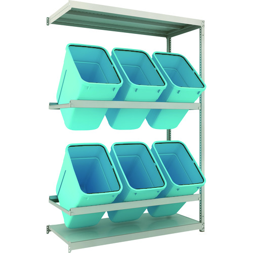 トラスコ中山 TRUSCO スチールラック ゴミ箱ラック M1.5型 H2100XW1460XD595 2段 RBK-90 6個付 連結(ご注文単位1セット)【直送品】