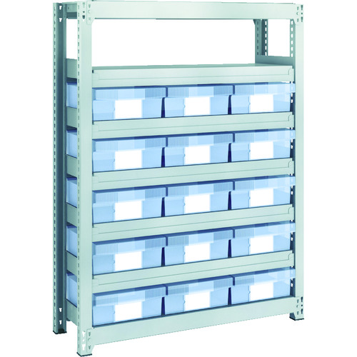 トラスコ中山 TRUSCO スチール製軽中量ボルトレス棚 M2型 樹脂透明引出付 W860×D300×H1200 大×15（ご注文単位1台）【直送品】