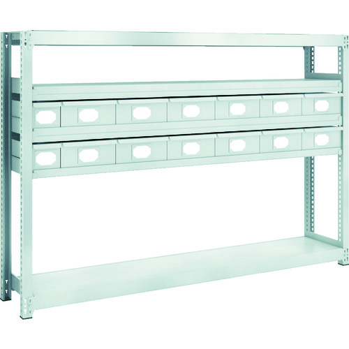 トラスコ中山 TRUSCO スチール製軽中量ボルトレス棚 M2型 スチール引出付 W1760×D300×H1200 小×2・大×12(ご注文単位1台)【直送品】