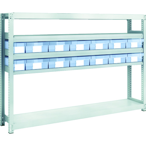 トラスコ中山 TRUSCO スチール製軽中量ボルトレス棚 M2型 樹脂透明引出付 W1760×D300×H1200 小×2・大×12(ご注文単位1台)【直送品】