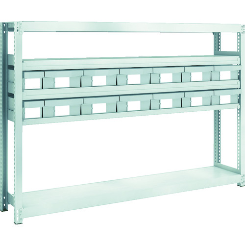 トラスコ中山 TRUSCO スチール製軽中量ボルトレス棚 M2型 樹脂ネオグレー引出付 W1760×D300×H1200 小×2・大×12(ご注文単位1台)【直送品】