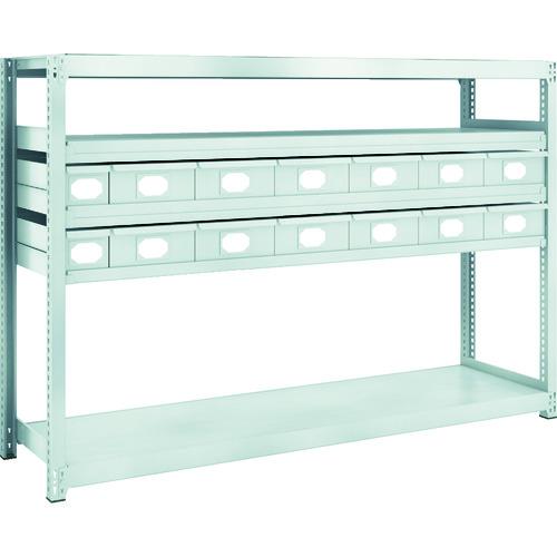 トラスコ中山 TRUSCO スチール製軽中量ボルトレス棚 M2型 スチール引出付 W1760×D450×H1200 小×2・大×12(ご注文単位1台)【直送品】