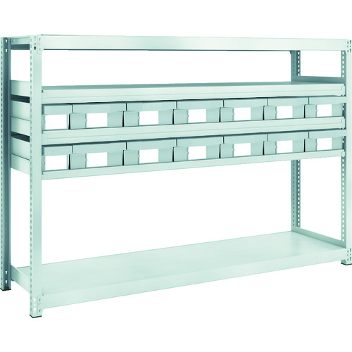 トラスコ中山 TRUSCO スチール製軽中量ボルトレス棚 M2型 樹脂ネオグレー引出付 W1760×D450×H1200 小×2・大×12(ご注文単位1台)【直送品】