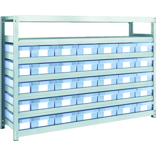 トラスコ中山 TRUSCO スチール製軽中量ボルトレス棚 M2型 樹脂透明引出付 W1760×D450×H1200 小×5・大×30(ご注文単位1台)【直送品】